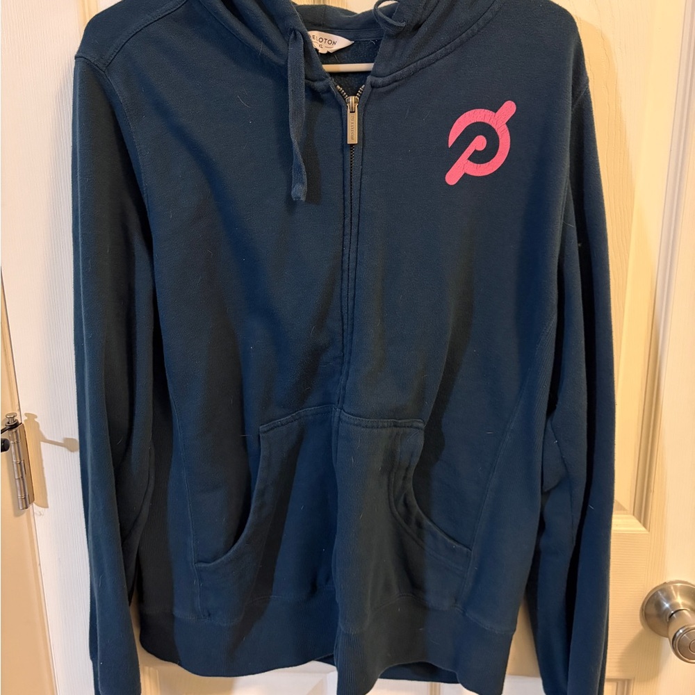 Peloton Dark Blue Hoodie with Pink Accents